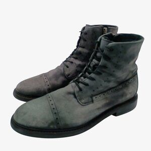Frye Boots Mens Size 10.5 Gray Leather Cap Toe Brogue Combat Zip Ankle Shoes